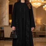 عباية قماش كريب ملكي نص كلوش - 1018