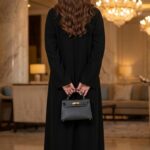 عباية قماش كريب ملكي نص كلوش - 1018