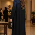 عباية قماش كريب نص كلوش - 1041