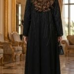 عباية نص كلوش مطرزة - 1043