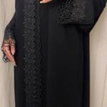 عباية كريب اسود نص كلوش