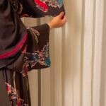 عباية ملونة قماش حرير نص بشت - 1061